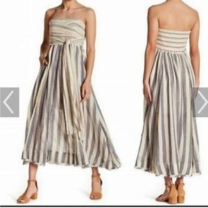 Free people stripe me up dress with raw hem- size medium - NWT